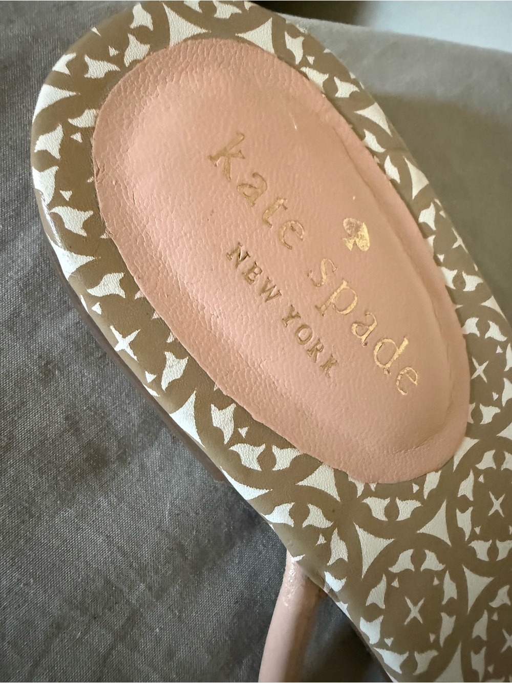 kate spade Leather Pink and Beige Patterned Women's Sandals